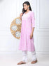 Noor Hand Embroidered Chikankari Long A-Line Kurti for Women- Lavender